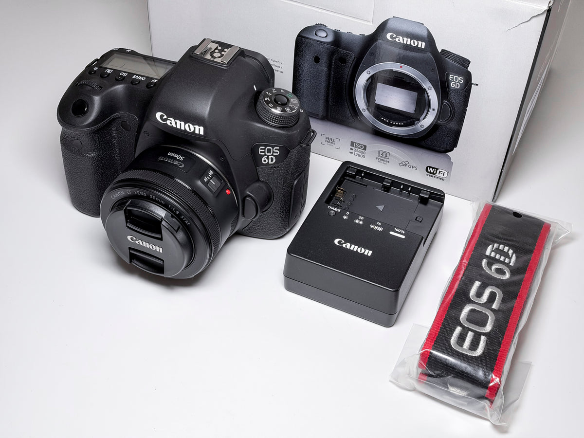 Canon EOS 6D + 50mm STM Full Frame DSLR - 1 Year Warranty, New, Only 100 shutter